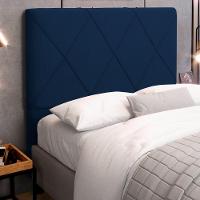 Cabeceira Cama Box Casal King Size Mel 195cm Com Frame Veludo Azul Marinho - Desk Design