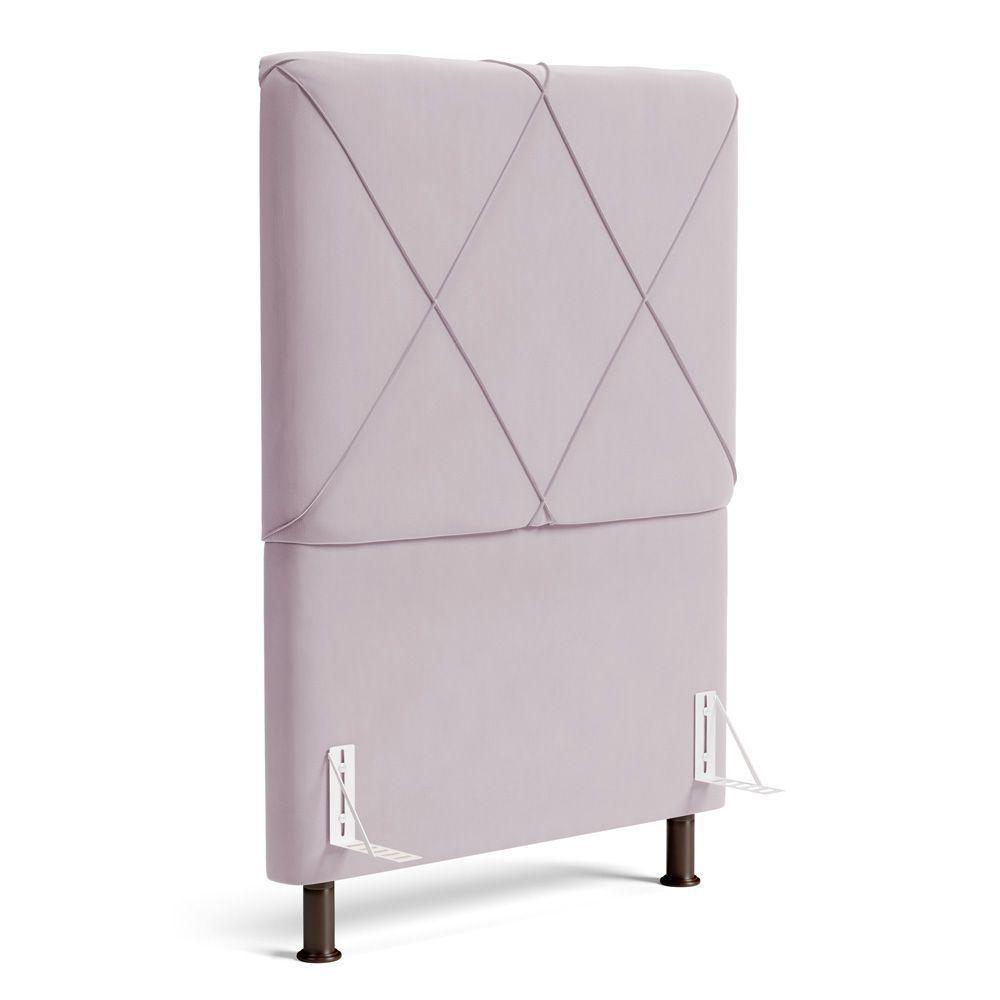 Cabeceira Cama Box Solteiro Mel 90cm Com Frame Suede Rosa Bebê - Desk Design - 1