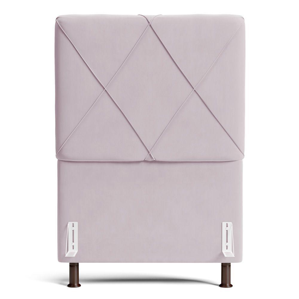 Cabeceira Cama Box Solteiro Mel 90cm Com Frame Suede Rosa Bebê - Desk Design - 3