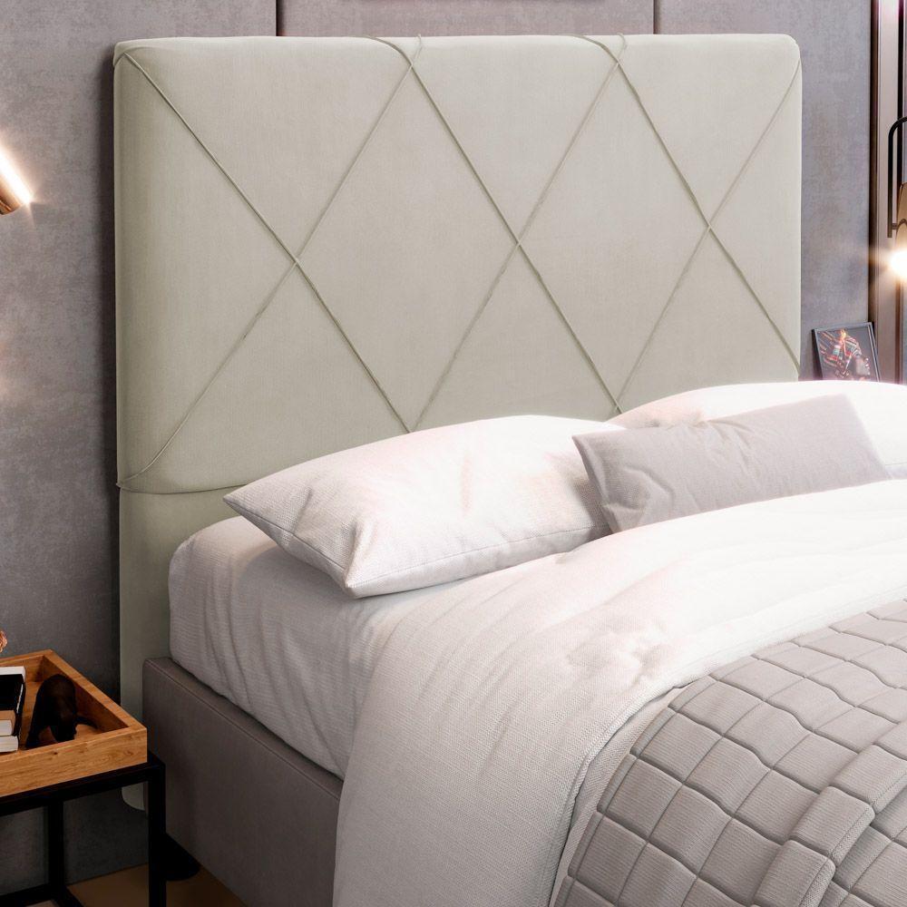 Cabeceira Cama Box Casal King Size Mel 195cm Com Frame Sintético Bege - Desk Design - 8