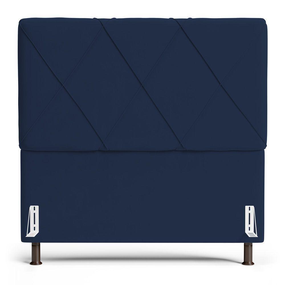 Cabeceira Cama Box Casal King Size Mel 195cm Com Frame Suede Azul Marinho - Desk Design - 6