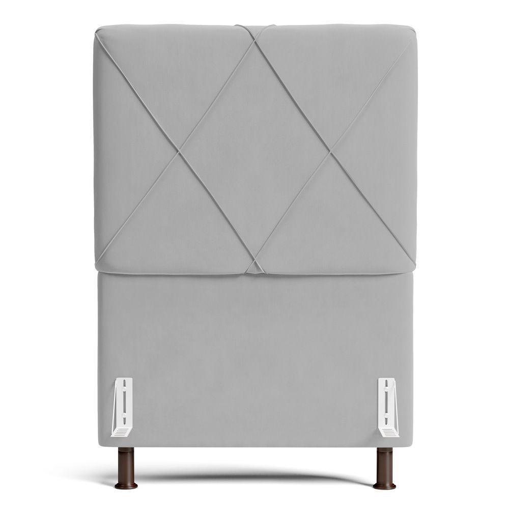 Cabeceira Cama Box Solteiro Mel 90cm Com Frame Veludo Cinza Claro - Desk Design - 6