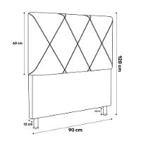 Cabeceira Cama Box Solteiro Mel 90cm Com Frame Veludo Cinza Claro - Desk Design - 5