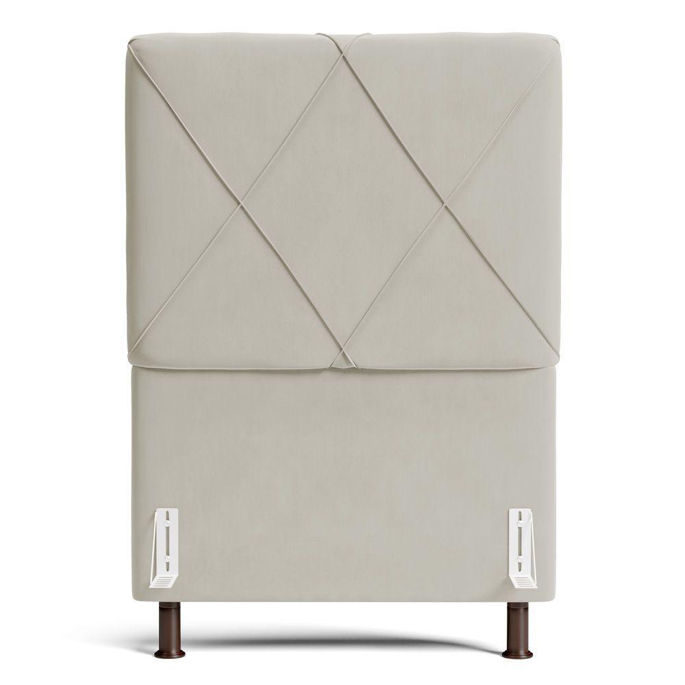 Cabeceira Cama Box Solteiro Mel 90cm Com Frame Veludo Bege - Desk Design - 3