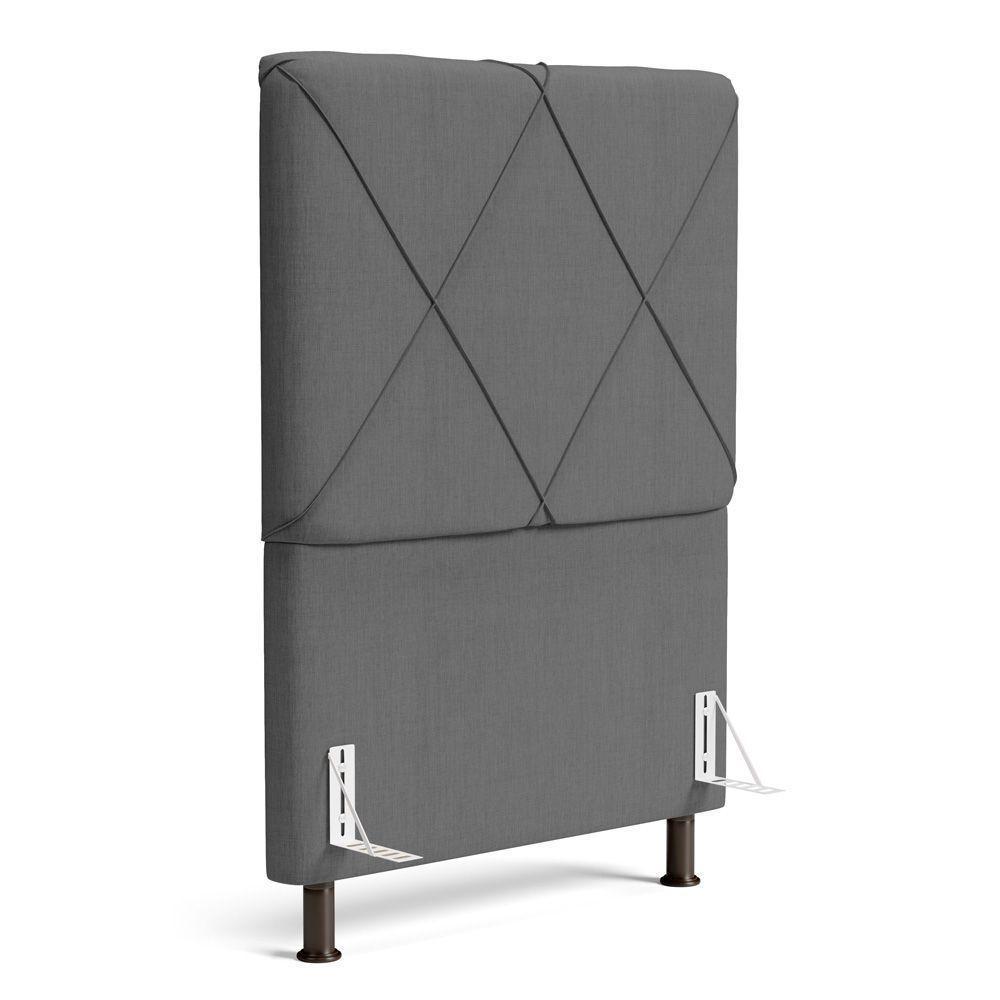 Cabeceira Cama Box Solteiro Mel 90cm Com Frame Linho Cinza - Desk Design - 1