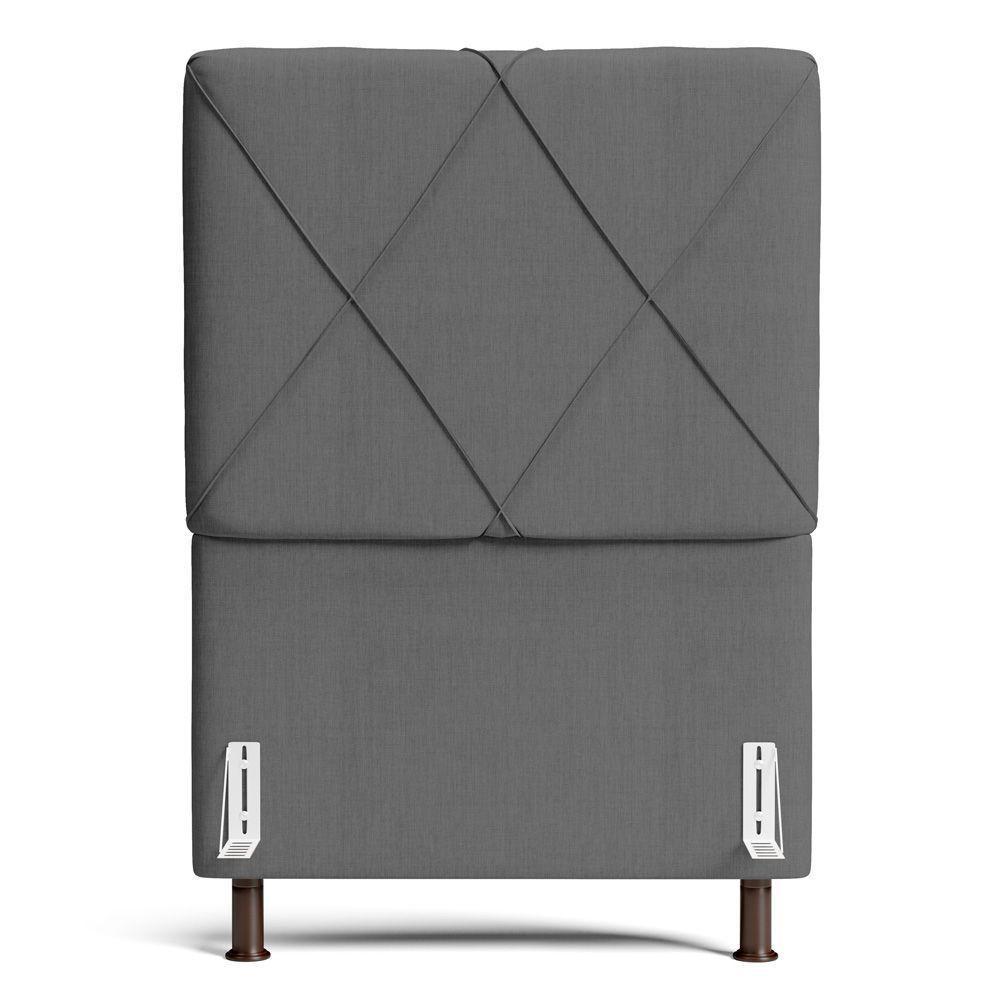 Cabeceira Cama Box Solteiro Mel 90cm Com Frame Linho Cinza - Desk Design - 4