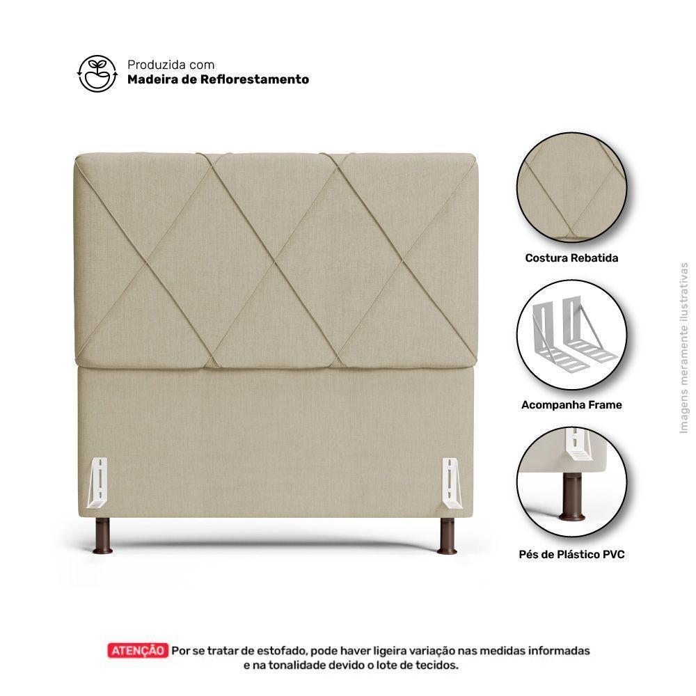 Cabeceira Cama Box Casal King Size Mel 195cm Com Frame Linho Bege - Desk Design - 6