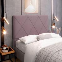 Cabeceira Cama Box Casal King Size Mel 195cm Com Frame Veludo Rosê - Desk Design