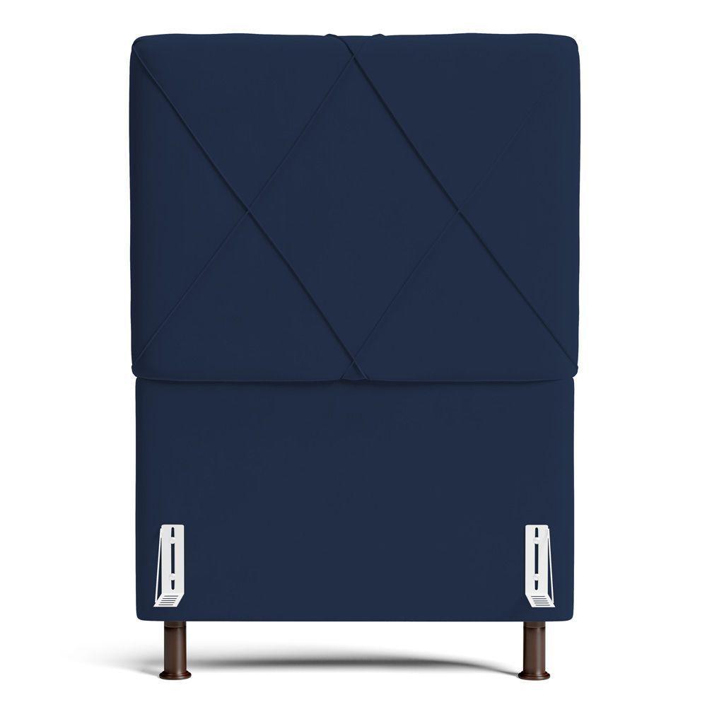 Cabeceira Cama Box Solteiro Mel 90cm Com Frame Suede Azul Marinho - Desk Design - 1