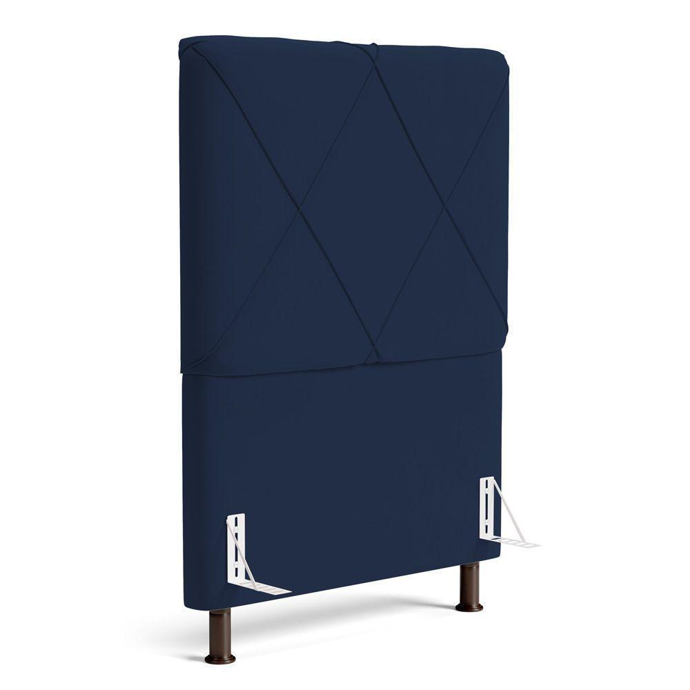 Cabeceira Cama Box Solteiro Mel 90cm Com Frame Suede Azul Marinho - Desk Design - 6