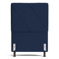 Cabeceira Cama Box Solteiro Mel 90cm Com Frame Suede Azul Marinho - Desk Design - 1
