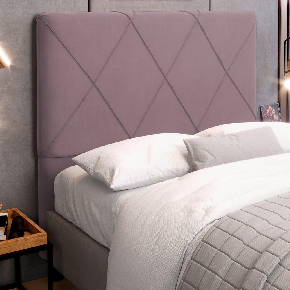 Cabeceira Cama Box Casal Mel 140cm Com Frame Veludo Rosê - Desk Design - 2
