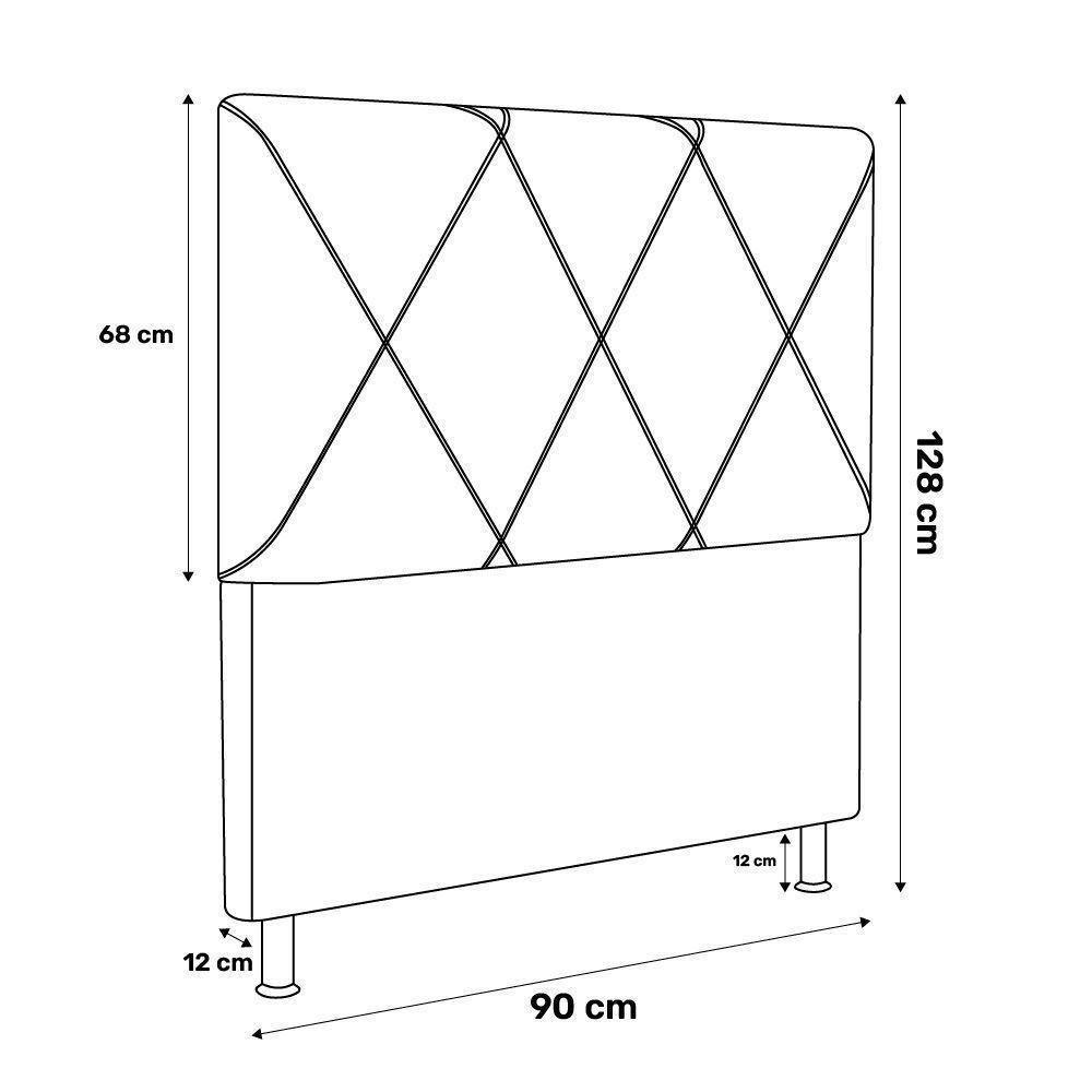 Cabeceira Cama Box Solteiro Mel 90cm Com Frame Sintético Marrom - Desk Design - 5