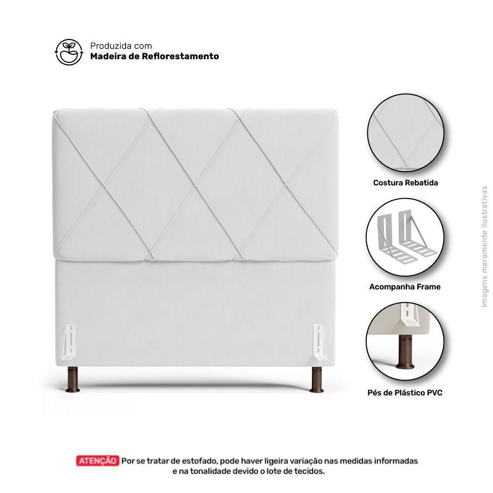 Cabeceira Cama Box Solteiro Mel 90cm Com Frame Sintético Branco - Desk Design - 7