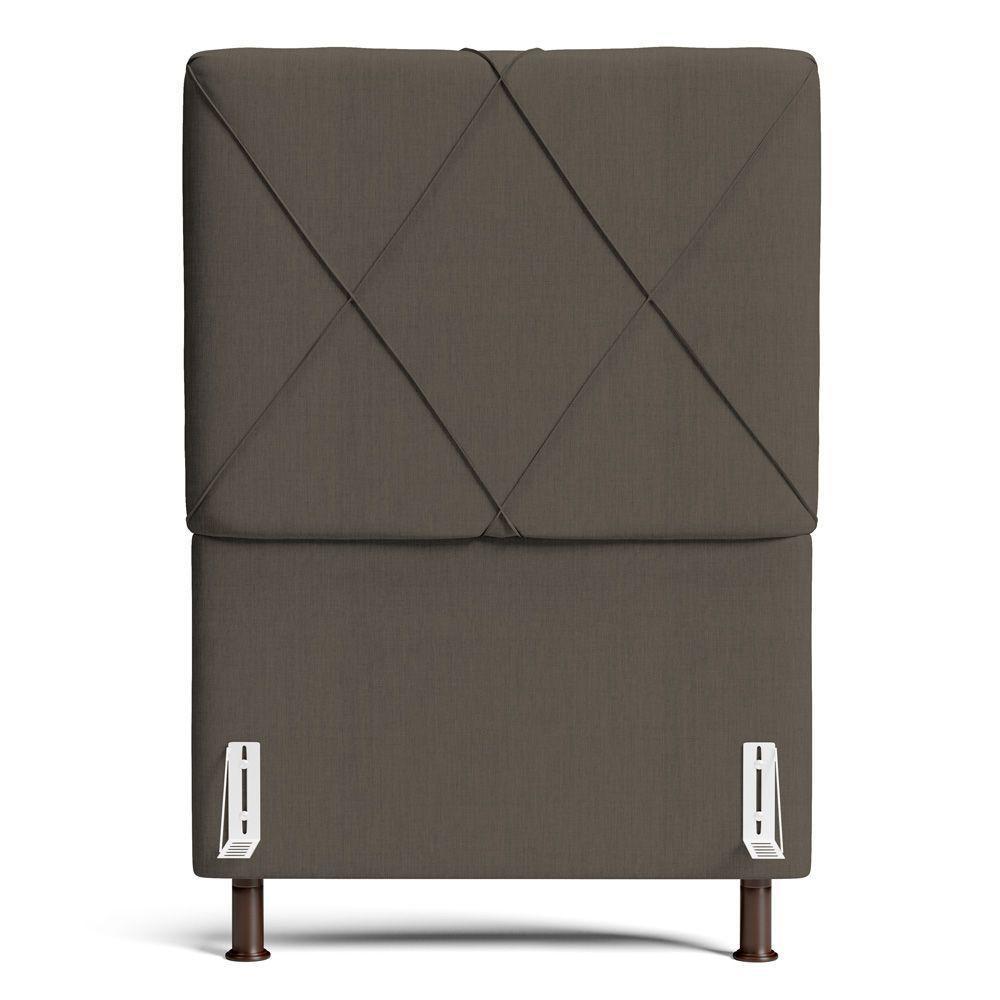 Cabeceira Cama Box Solteiro Mel 90cm Com Frame Linho Marrom - Desk Design - 6