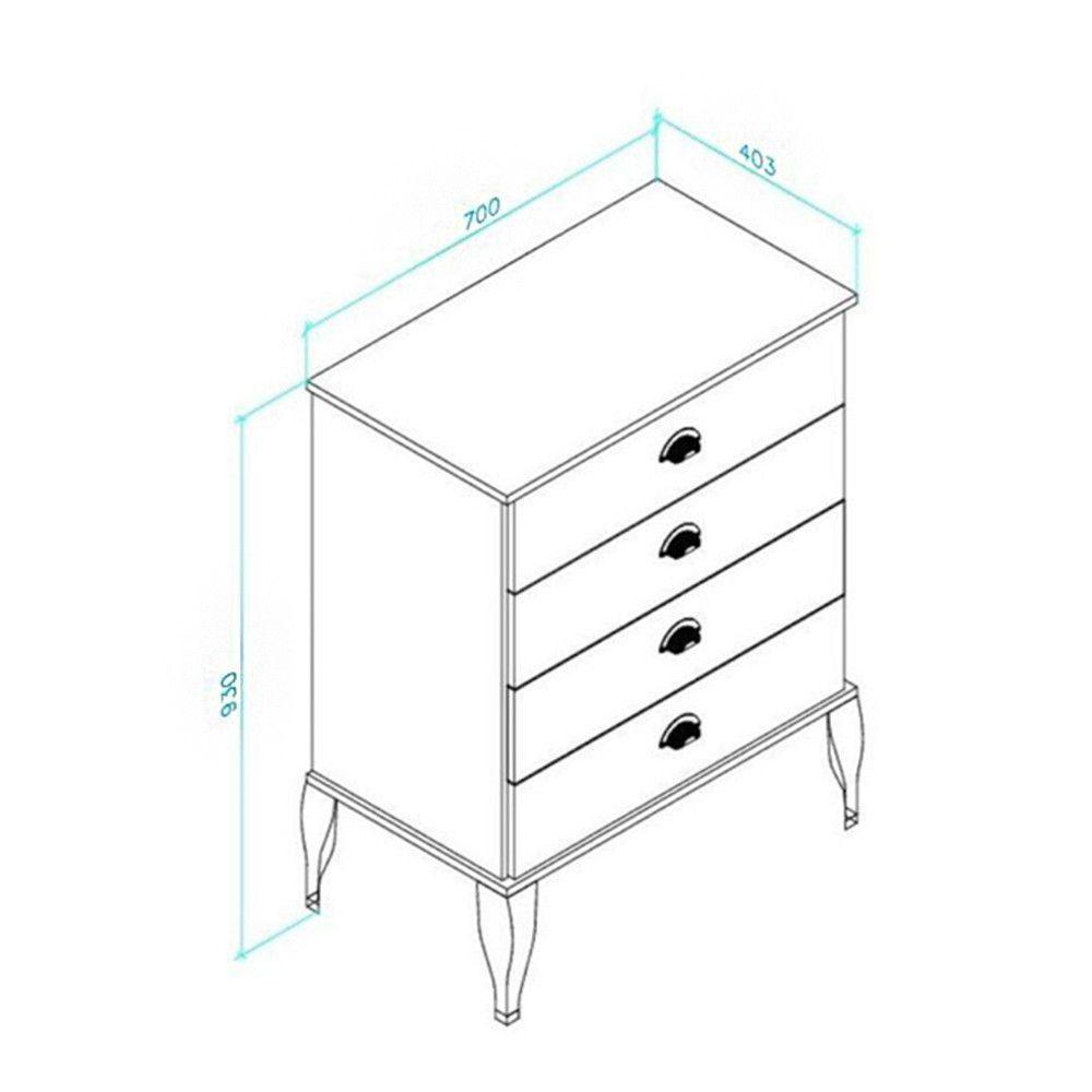 Aparador Movelbento Clássico 4 Gavetas Branco - 2