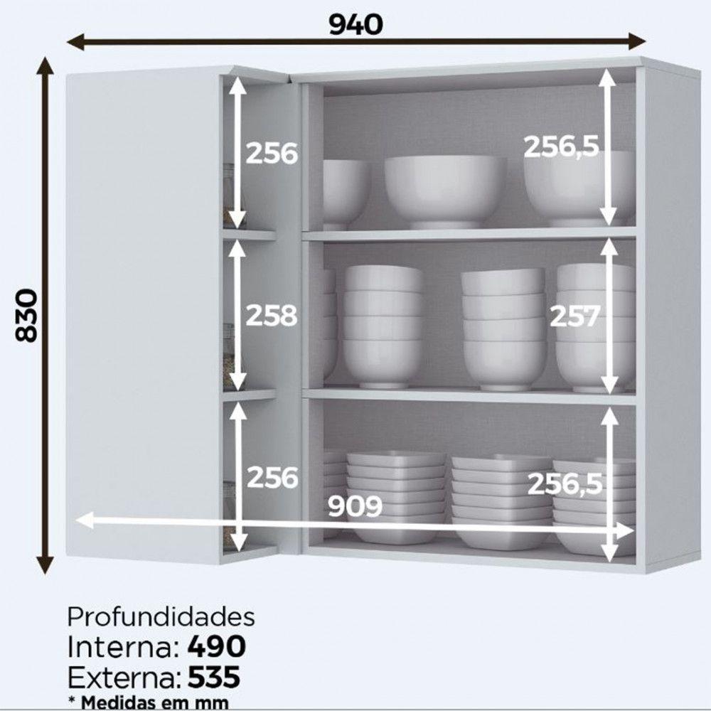 Armário Henn Americana Canto Reto 1 Porta Branco - 2