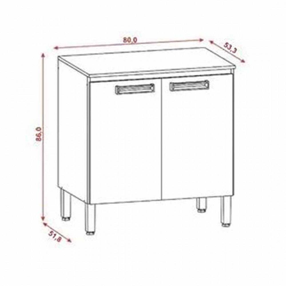 Balcão Paraná Ametista 2 Portas Com Tampo 80Cm Freijo/Gris - 2