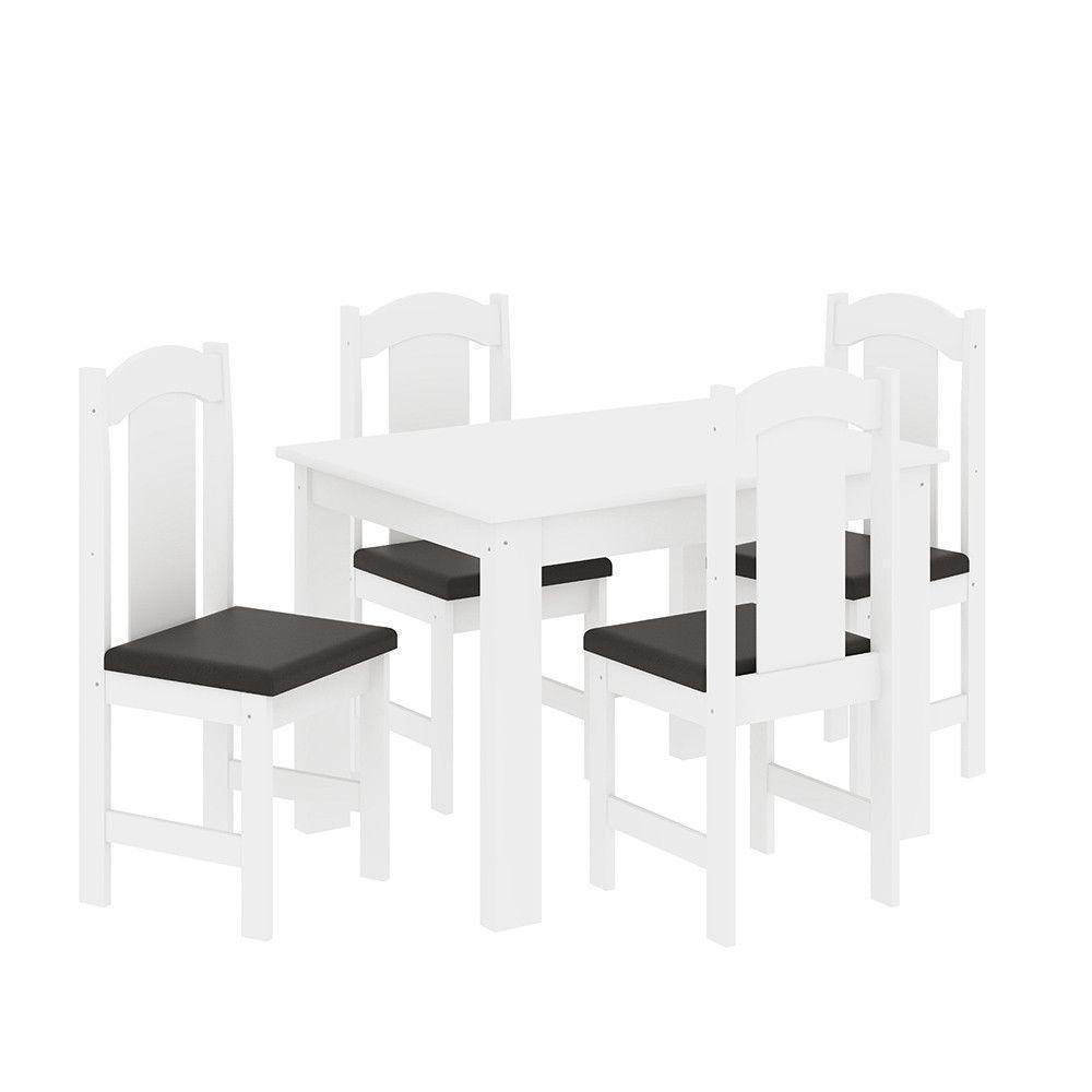 Conjunto De Mesa Arauna Estilo Com 4 Cadeiras Branco Com Preto - 2