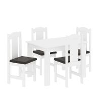 Conjunto De Mesa Arauna Estilo Com 4 Cadeiras Branco Com Preto