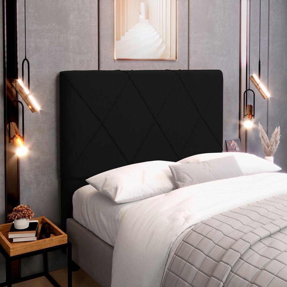 Cabeceira Cama Box Casal Mel 140cm Com Frame Sintético Preto - Desk Design - 3