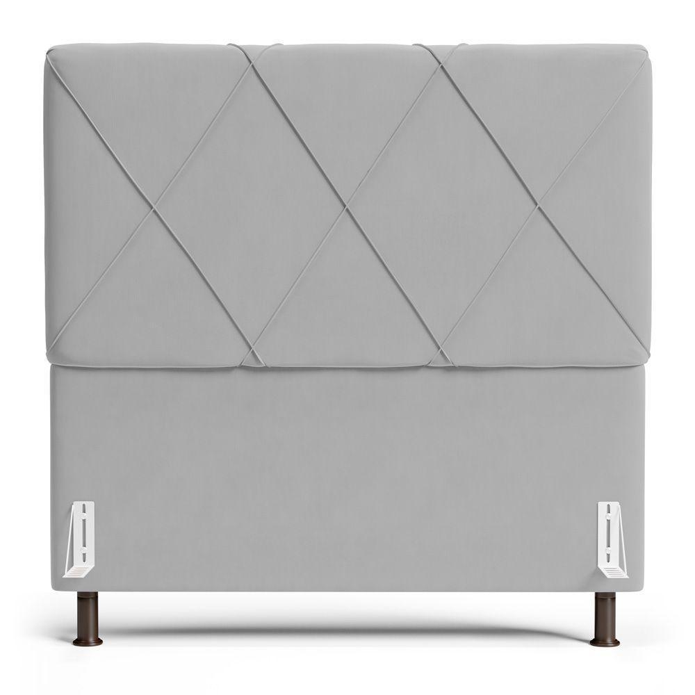 Cabeceira Cama Box Casal Queen Size Mel 160cm Com Frame Veludo Cinza Claro - Desk Design - 6