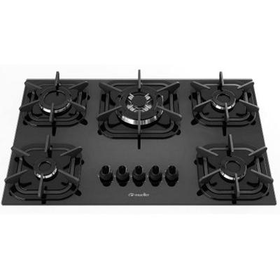 Cooktop a Gás Mueller Wk26 60.1 5 Bocas Vidro Temperado Tripla Chama Preto Bivolt