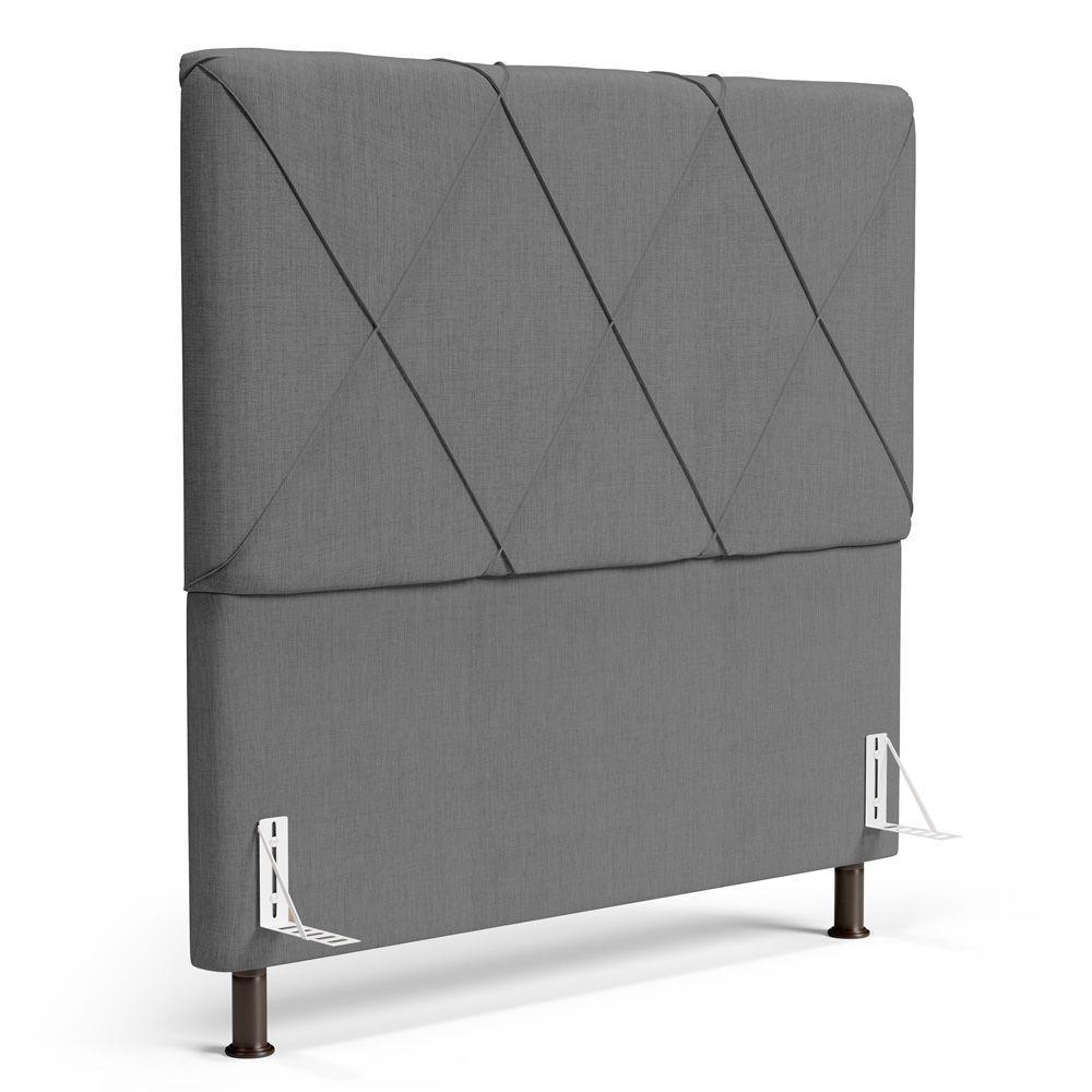 Cabeceira Cama Box Casal Mel 140cm Com Frame Linho Cinza - Desk Design - 1