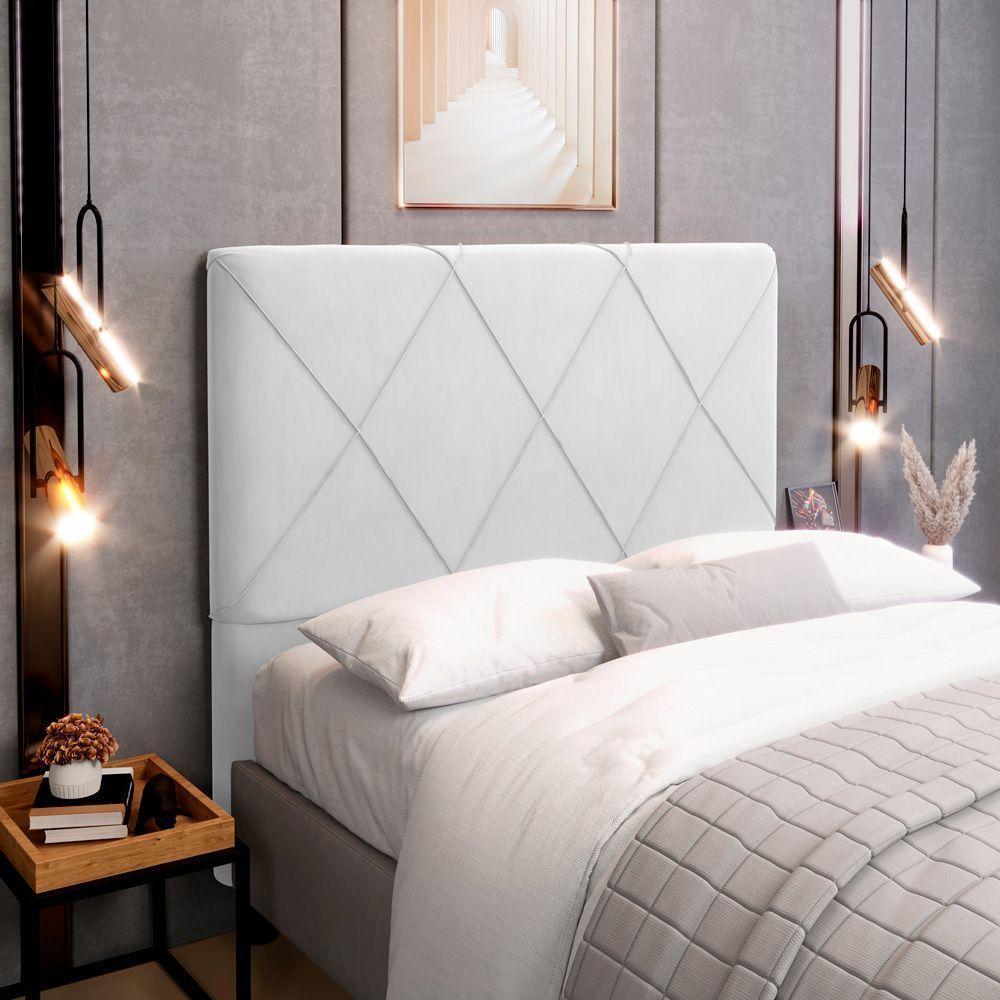 Cabeceira Cama Box Casal Mel 140cm Com Frame Sintético Branco - Desk Design - 3