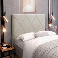 Cabeceira Cama Box Casal Queen Size Mel 160cm Com Frame Suede Bege - Desk Design