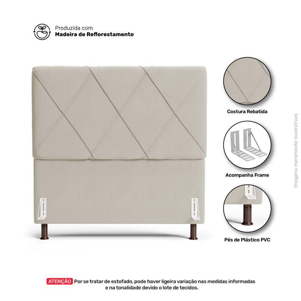 Cabeceira Cama Box Casal Queen Size Mel 160cm Com Frame Sintético Bege - Desk Design - 5