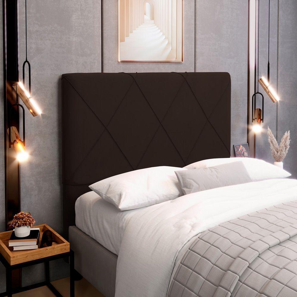 Cabeceira Cama Box Casal Queen Size Mel 160cm Com Frame Sintético Marrom - Desk Design - 5