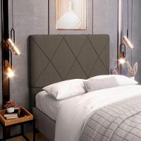 Cabeceira Cama Box Casal Queen Size Mel 160cm Com Frame Linho Marrom - Desk Design - 1