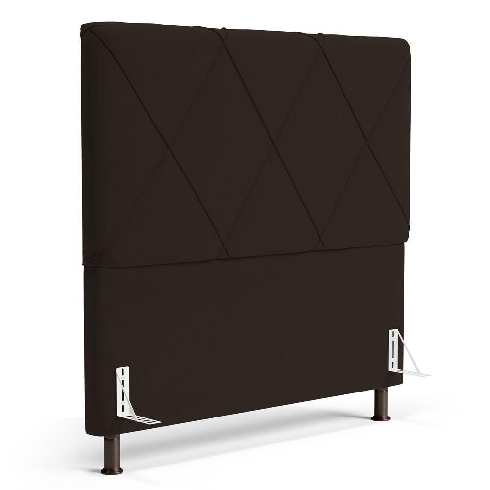 Cabeceira Cama Box Casal Mel 140cm Com Frame Sintético Marrom - Desk Design - 1