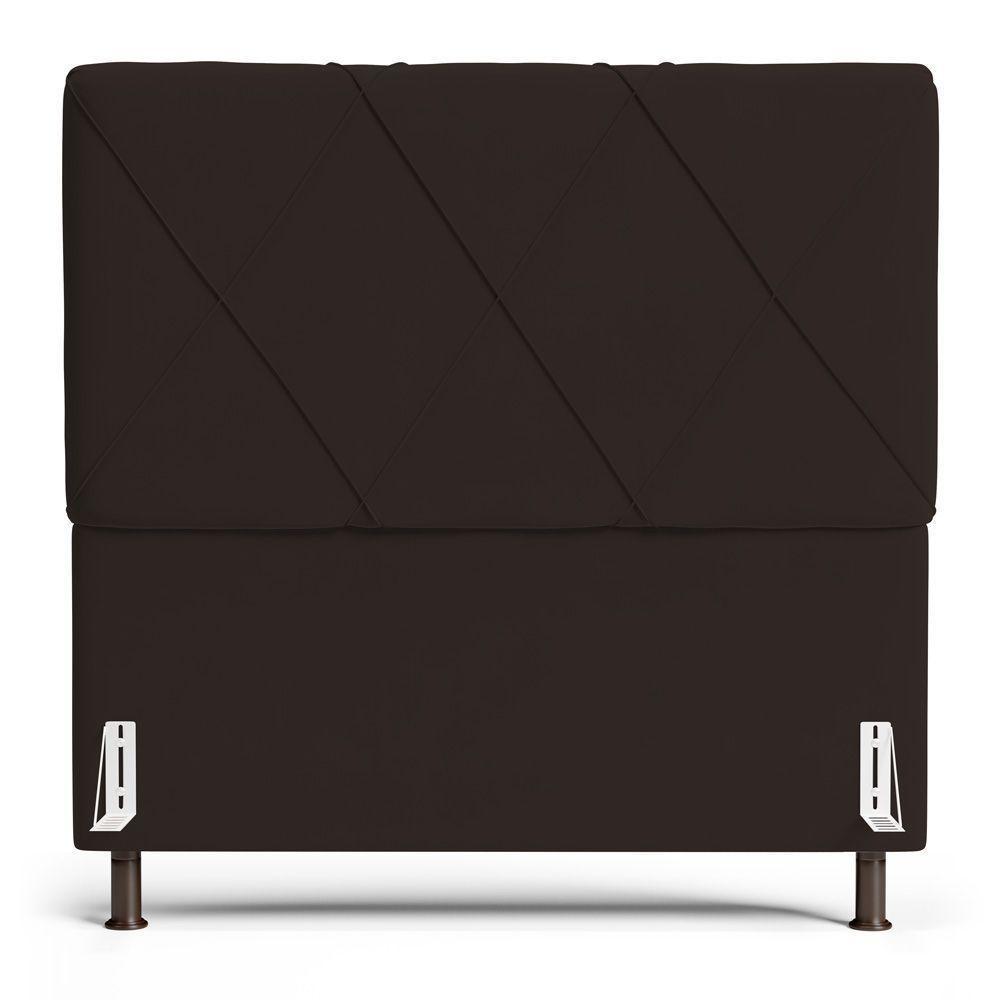 Cabeceira Cama Box Casal Mel 140cm Com Frame Sintético Marrom - Desk Design - 7