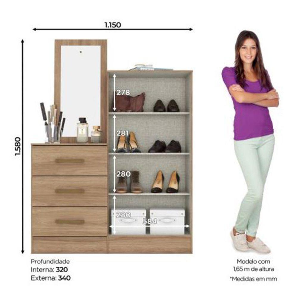 Cômoda 2 Portas 3 Gavetas Com Espelho Henn Jequitibá - 2