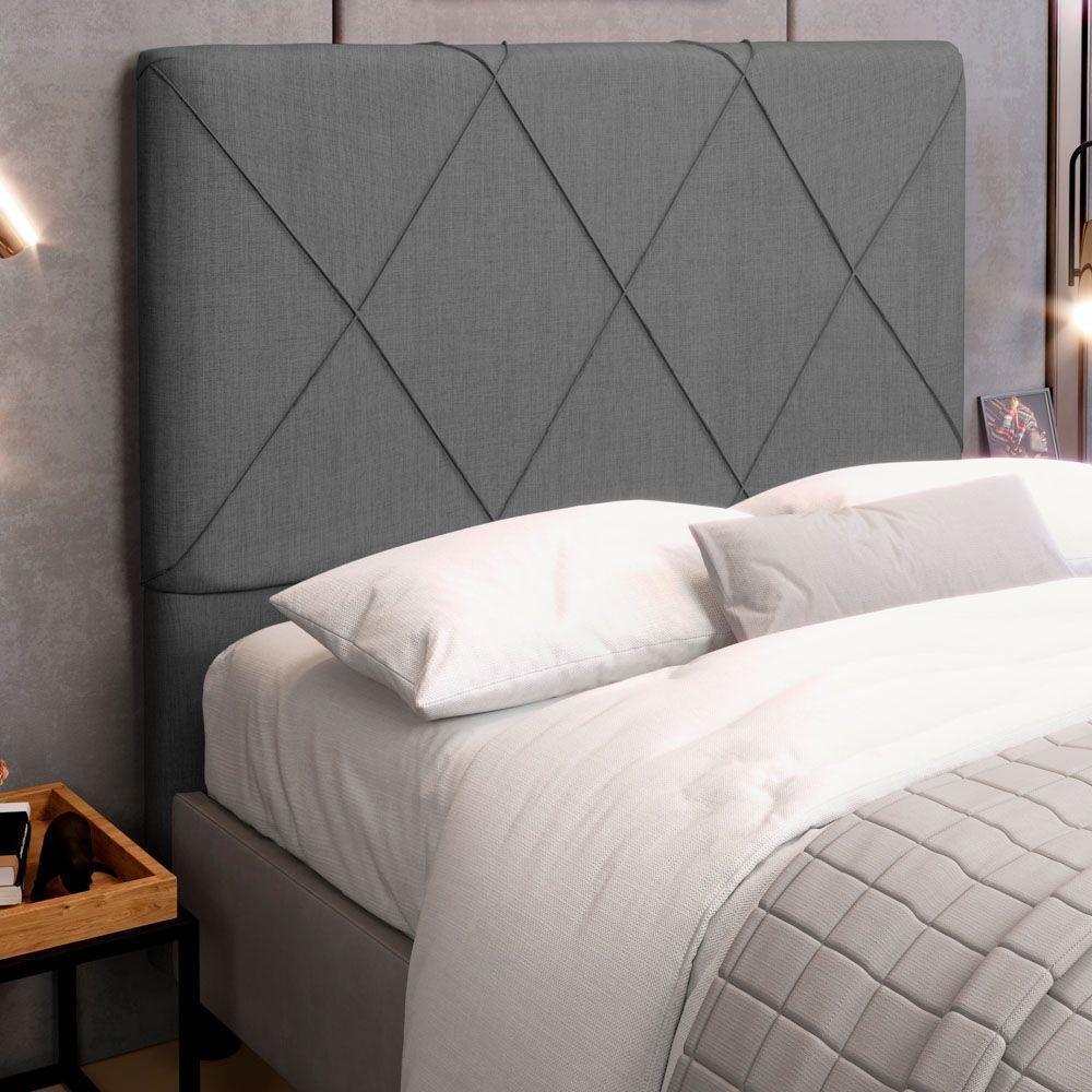 Cabeceira Cama Box Casal Queen Size Mel 160cm Com Frame Linho Cinza - Desk Design - 3