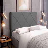 Cabeceira Cama Box Casal Queen Size Mel 160cm Com Frame Linho Cinza - Desk Design