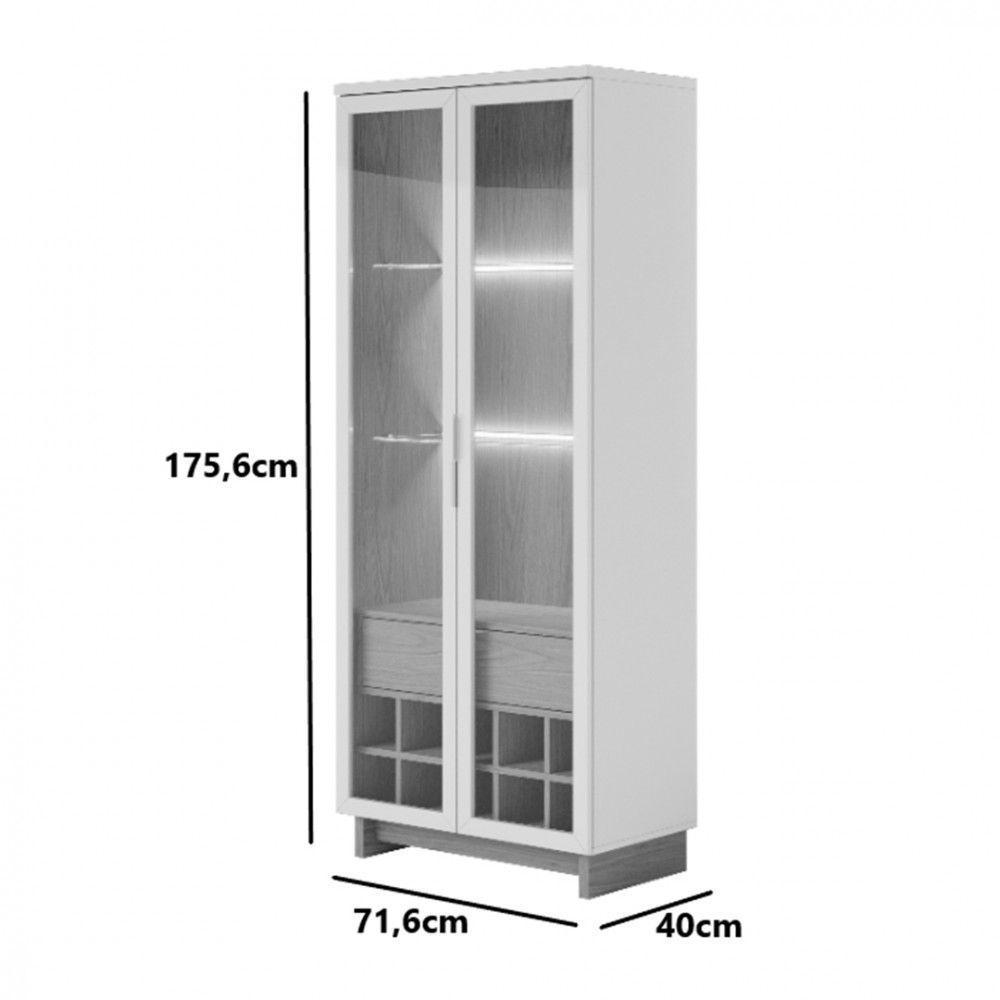 Cristaleira Com 2 Portas E 1 Gaveta Noce Milano/preto Fosco - 2