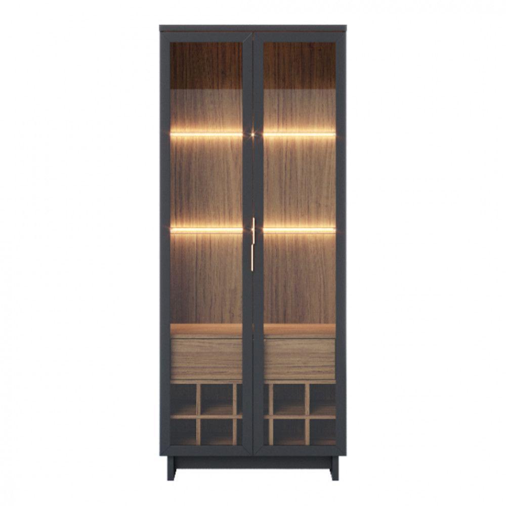 Cristaleira Com 2 Portas E 1 Gaveta Noce Milano/preto Fosco - 7