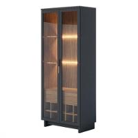 Cristaleira Com 2 Portas E 1 Gaveta Noce Milano/preto Fosco