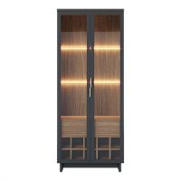 Cristaleira Com 2 Portas E 1 Gaveta Noce Milano/preto Fosco - 7