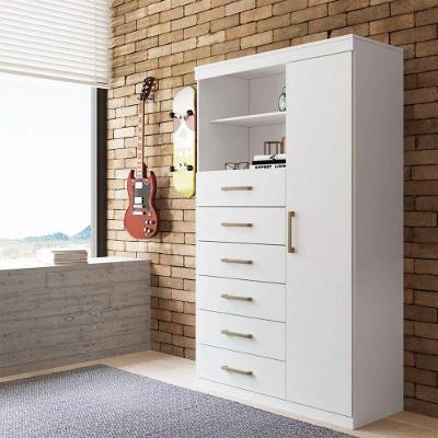 Cômoda Marabá 1 Porta 2 Prateleiras 6 Gavetas 96 cm Branco Multiuso para Diversos Ambientes