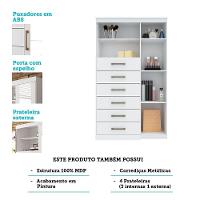 Cômoda Multiuso 1 Porta 6 Gavetas Com Espelho Marabá Santos Andirá Branco