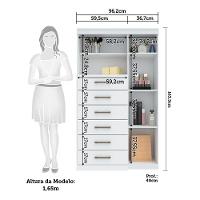 Cômoda Multiuso 1 Porta 6 Gavetas Com Espelho Marabá Santos Andirá Branco - 5