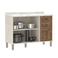 Balcão De Cozinha 120cm Com Tampo Sofia Pátina Ff Com Moscatto Ff - 3