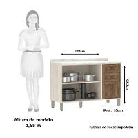 Balcão De Cozinha 120cm Com Tampo Sofia Pátina Ff Com Moscatto Ff - 5