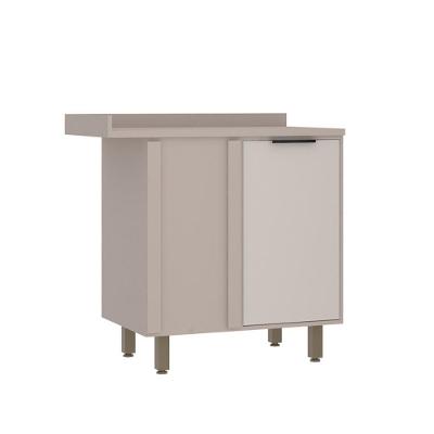 Balcão Canto Reto 95cm 1 Porta Com Tampo Luciane Móveis Cinammon Bege