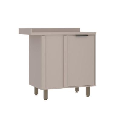 Balcão Canto Reto 95cm 1 Porta Com Tampo Luciane Móveis Cinammon