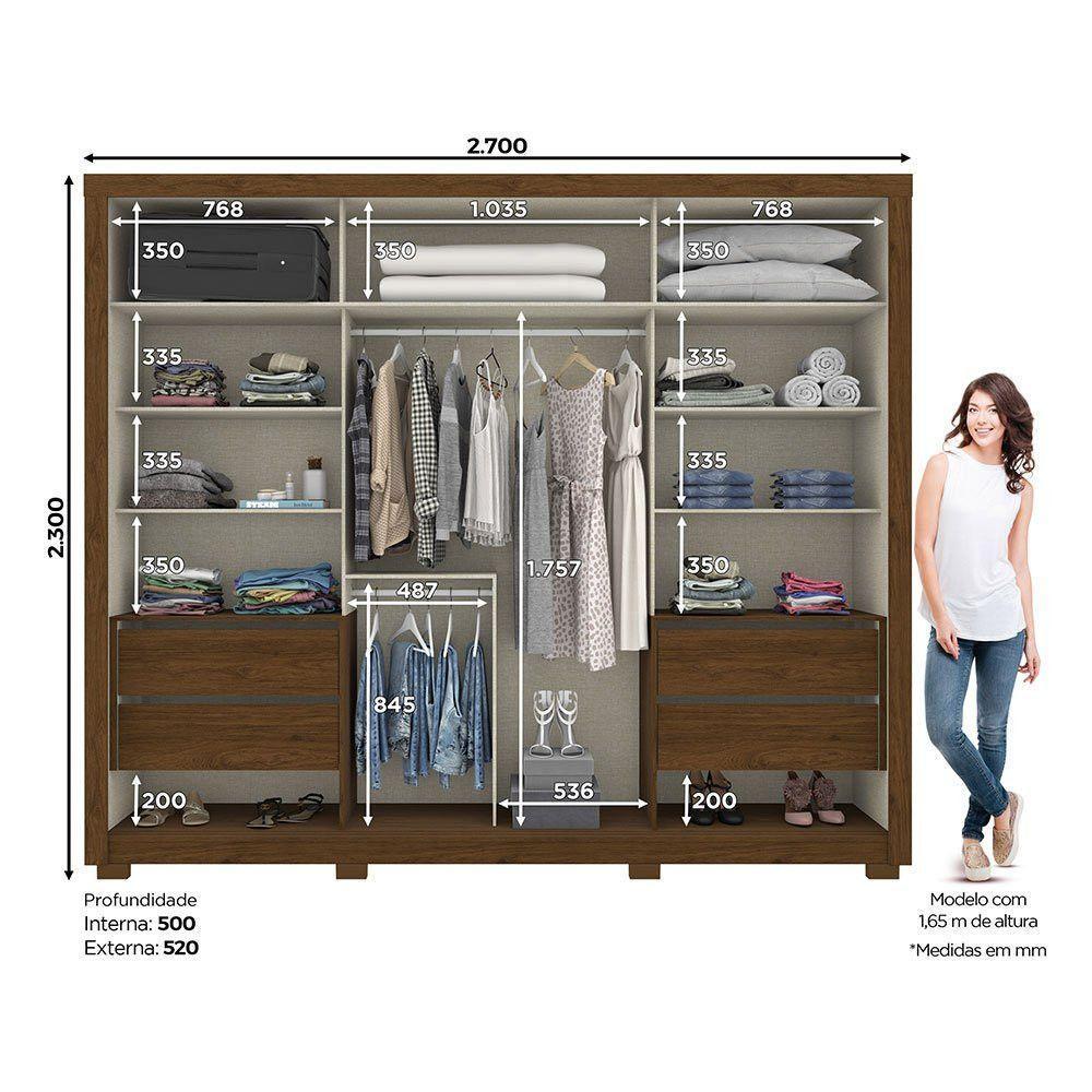 Guarda Roupa Casal Henn 2 Portas Thor Castanho - 2
